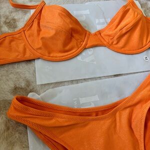 Monaco Orange Shimmer Underwire Bikini Top & Bottoms | NWT | M